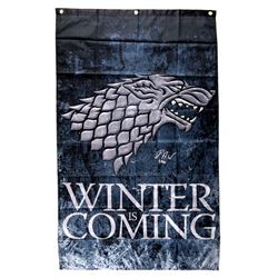 Isaac Hempstead Wright Signed "Game Thrones" 30x50 Winter is Coming Banner Inscribed "Bran" (Radtke 