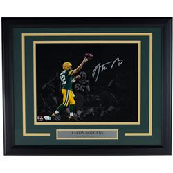 Aaron Rodgers Signed Green Bay Packers 16x20 Custom Framed Photo Display (Fanatics Hologram)