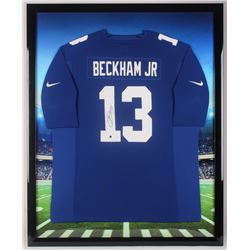 Odell Beckham Jr. Signed New York Giants 42.5x43.5 Custom Framed Jersey Display (Steiner Hologram)