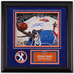 Jerian Grant Signed New York Knicks 16.5x16.5 Custom Framed Photo Display with Game-Used Net (Steine