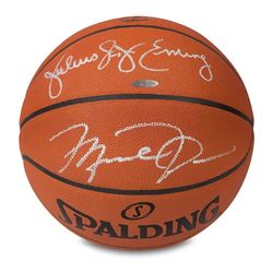 Michael Jordan  Julius Erving Signed Spalding Basketball (UDA COA)