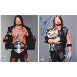 Lot of (2) A.J. Styles Signed WWE 8x10 Photos (Pro Player Hologram)