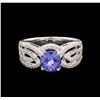 Image 2 : 1.56 ctw Tanzanite and Diamond Ring - 14KT White Gold