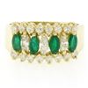 Image 4 : 14k Yellow Gold 2.02 ctw Prong Marquise Emerald & Diamond Quality Pyramid Ring