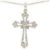Image 5 : 14k White Gold 0.15 ctw Round Pave Diamond Open Work Cross Pendant w/ 18" Chain