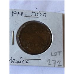 1944 Mexico 20 Cents in High Grade