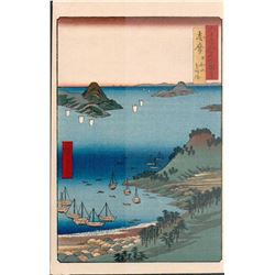 HIROSHIGE 60 ODD PROVINCES, BIRDS EYE VIEW OF HARBOR