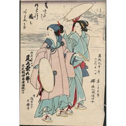 Kuniyoshi - "Fighter in Defensive Stance" Japanese Woodblock Print