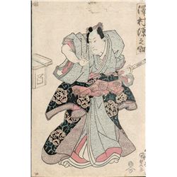 KUNISADA  ACTOR , OBAN TATE-E, 14 3/16 X 9 3/8 CA. 1840