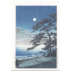 Hasui Kawase- Spring Moon at Ninomiya Beach