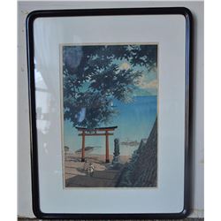 Original Framed Hasui Japanese Woodblock Print-  Chuzenji Lake 