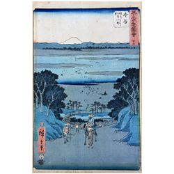 Hiroshige -  Kanaya: View of the Oi River from the Uphill Road 