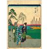 Image 1 : Hiroshige - "Two Women Conversing w/ a Man"