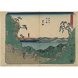 Hiroshige -  Travelers Near a Lake 