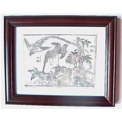 HOKUSAI "BIRDS OF PARADISE" WOODBLOCK PRINT