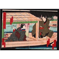 Ichiyotei Yoshitaki - Kabuki Scene on Pleasure Boat