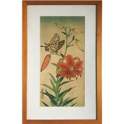 Jo Hashimoto - Butterfly and Tiger Lily (w/ Framed)