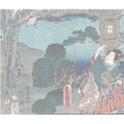 KUNISADA  WOMAN UNDER A LAMP 