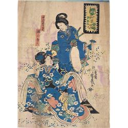 Toyokuni - "Two Women Talking" - Japanese Woodblock Print