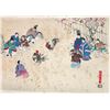 Image 1 : Meiji Era Artist - "Cockfighting" - Japanese Woodblock Print