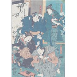 Kuniyoshi (1797-1861) - "Acting Scene" Japanese Woodblock Print