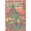 Image 1 : Meiji Era Artist - "Gathering Outside Temple" Japanese Woodblock Print