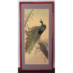 Sozan Ito (1909-1926) - Peacock and Plum Blossom (framed).