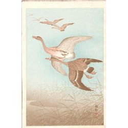 Ohara Koson (1877 - 1945) -  FLYING GEESE  Japanese Woodblock Prints