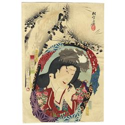 Original Kunichika (1835 - 1900) Japanese Woodblock Print