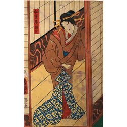 KUNISADA - JAPANESE WOODBLOCK PRINT (GEISHA)