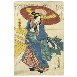 Original Meiji era Japanese Woodblock Print- Toyokuni III/Kunisada (1786- 1864)