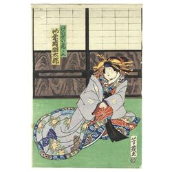 Original Yoshiiku (1833 - 1904) Japanese Woodblock Print