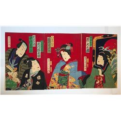 KUNICHIKA - JAPANESE WOODBLOCK PRINT (TRIPTYCH)