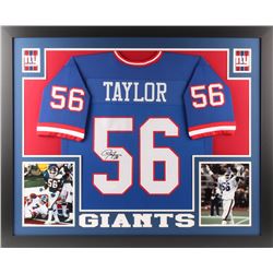 Lawrence Taylor Signed New York Giants 35x43 Custom Framed Jersey Display (JSA COA)