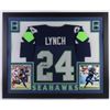 Image 1 : Marshawn Lynch Signed Seattle Seahawks 35x43 Custom Framed Jersey (Beckett Hologram)