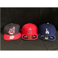 NEW ERA BASEBALL CAP LOT (INDIANS, ANGELS, DODGERS)