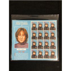 LIMITED EDITION ROCK & ROLL LEGENDS JOHN LENNON UNCUT ANTIGUA STAMPS