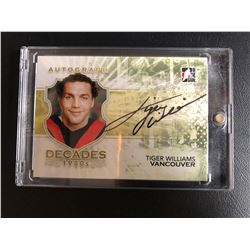 IN THE GAME DECADES 1980's TIGER WILLIAMS SIGNED HOCKEY CARD