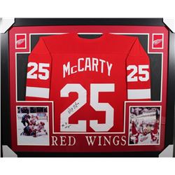 Darren McCarty Signed Red Wings 35x43 Custom Framed Jersey Inscribed "4x SC Champs" (JSA COA)