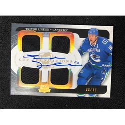 TREVOR LINDEN SIGNED CUP FOUNDATIONS QUAD JERSEY HOCKEY CARD (08/15)