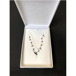 ROUND SPHERE 4mm TOP BLACK SPNEL 925 STERLING SILVER NECKLACE (17")