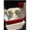 Image 1 : ROUND UNHEATED GREEN EMERALD 4mm GOLD PLATED EARRINGS
