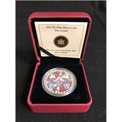 2012 $1 FINE SILVER COIN TWO LOONS (ROYAL CANADIAN MINT)