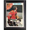 Image 1 : TONY ESPOSITO SIGNED VINTAGE BLACK HAWKS HOCKEY CARD