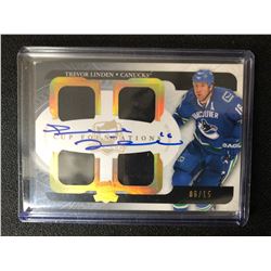 2011-12 UPPER DECK #CF-TL TREVOR LINDEN QUAD JERSEYS  AUTOGRAPHED HOCKEY CARD