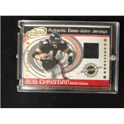 2001 PRISM ATOMIC BOB CHRISTIAN AUTHENTIC GAME WORN PATCH FOOTBALL CARD