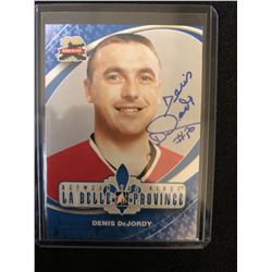 DENIS DeJORDY SIGNED IN THE GAME BETWEEN THE PIPES HOCKEY CARD