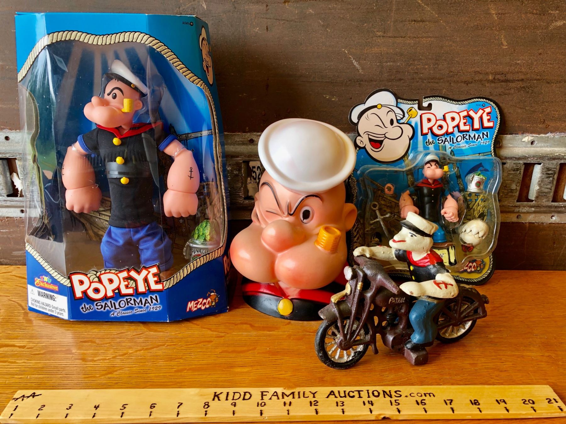 GR OF 4, POPEYE TOYS WITH ORIGINAL PACKAGING.