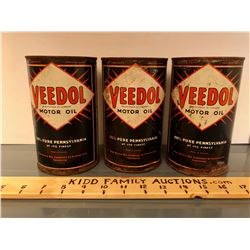 GR OF 3, VEEDOL OIL TINS - 1 QT SIZE