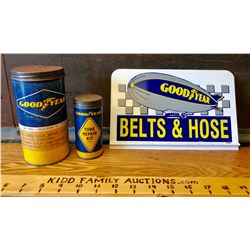 GR OF 3, GOOD YEAR SST SIGN, 2 X REPAIR KITS
